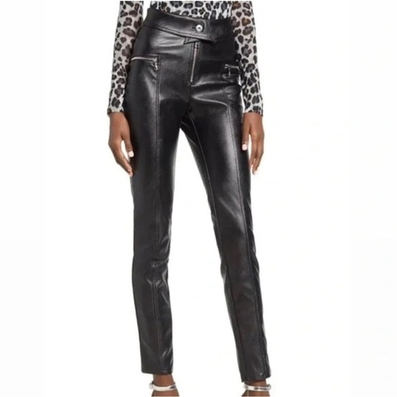 NWOT Tiger Mist High Waisted Faux Leather Skinnies with Fold-over Waistband XS - Picture 1 of 8